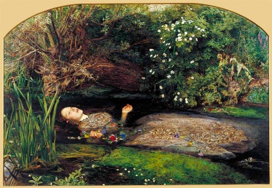 Ophelia. Sir John Everett Millais. 1851-2, en la Tate Britain.