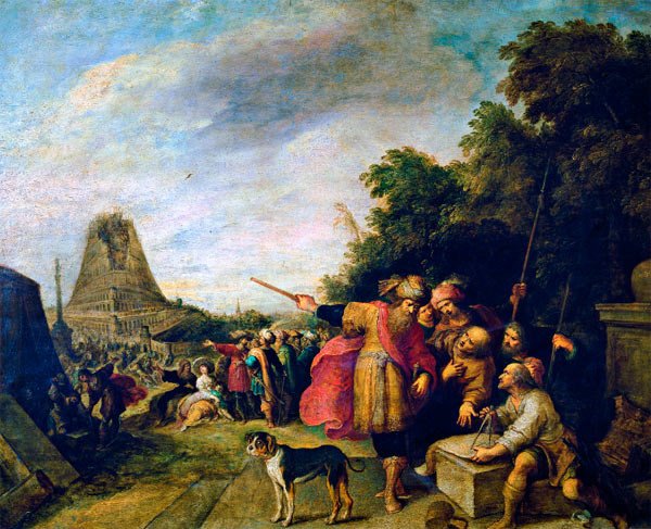 Frans Francken II, el Joven. La construcción de la torre de Babel, 1591. Pintura sobre cobre