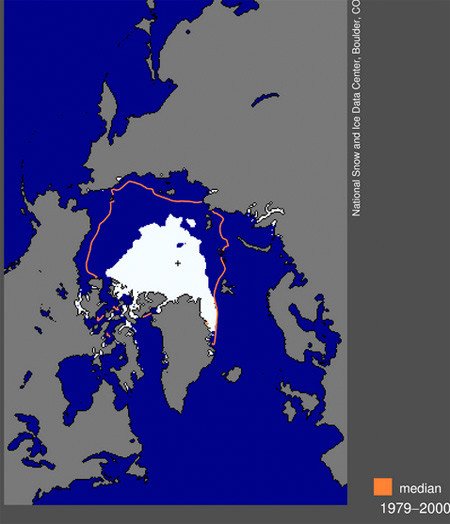El hielo ártico, en mínimos. Fuente The National Snow and Ice Data Center (NSIDC)