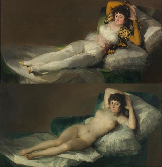 Cuadros de La maja desnuda y La maja vestida, de Francisco de Goya. www.museodelprado.es
