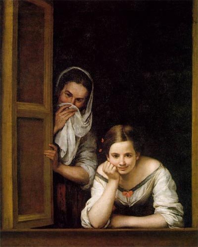 Bartolomé Esteban Murillo. Dos mujeres a la ventana. Widener Collection, en la National Gallery of Art.