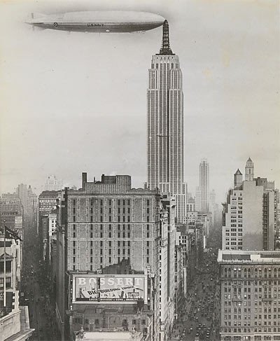 Dirigible Docked on Empire State Building, New York. Unknown. America, 1930