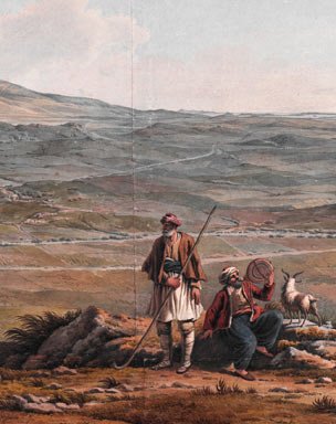Acuarela panorámica de la colina del Mousaion, Atenas. Edward Dodwell, Simone Pomardi, 1805.