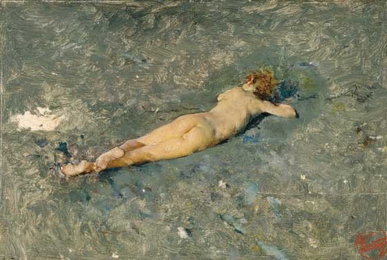  Desnudo en la playa de Portici, Mariano Fortuny. 1874.