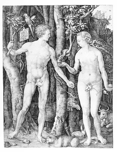 La caída del hombre, Adán y Eva. Alberto Durero, 1504.