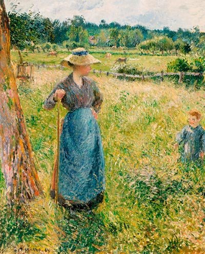 Camille Pissarro.La forrajera. 1884. Colección Pérez Simón, México, en la exposición del Thyssen Bornemisza.