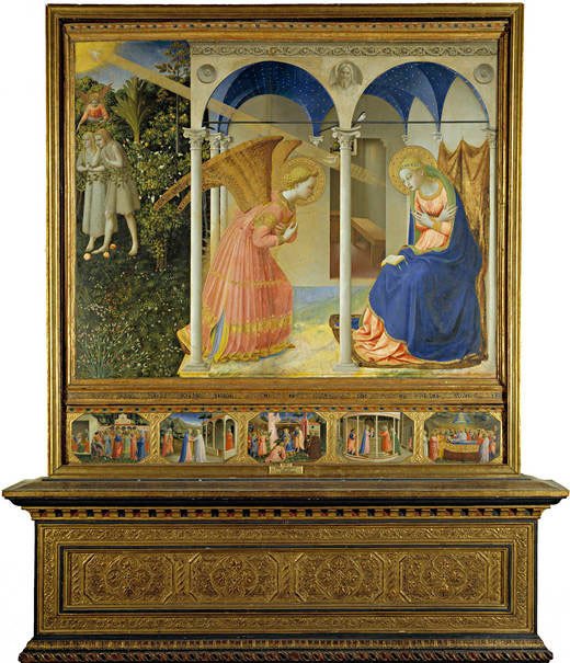 La Anunciación. Fra Angelico. 1425 - 1428. Témpera sobre tabla.