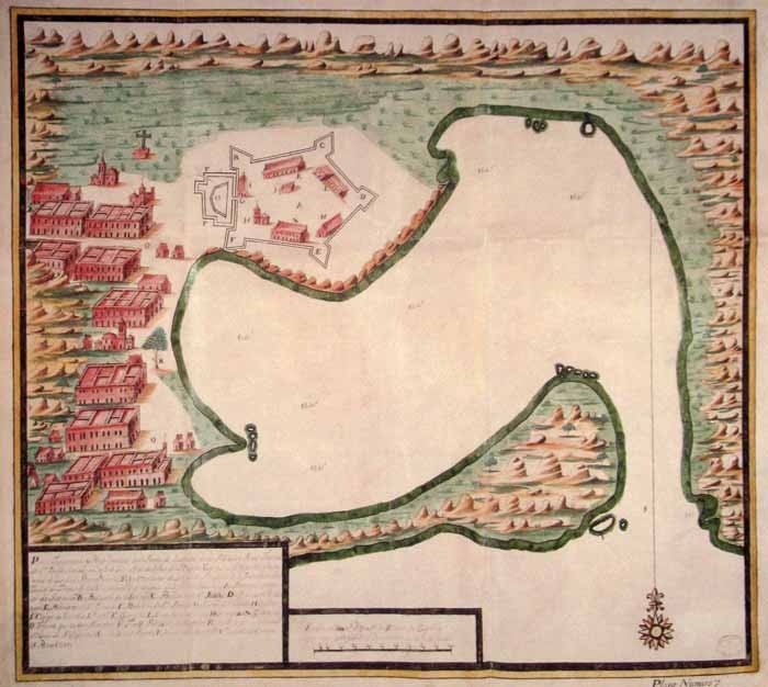 Puerto de Acapulco en un dibujo anónimo de 1730. Archivo de Indias. Sevilla. 