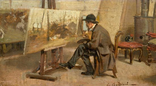 Giovanni Fattori en su taller. 1866-1867. Giovanni Boldini.