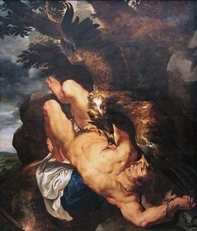 Prometeo encadenado de Rubens y Snyders, propiedad del Philaphia Museum of Art. Aproximadamente de 1618