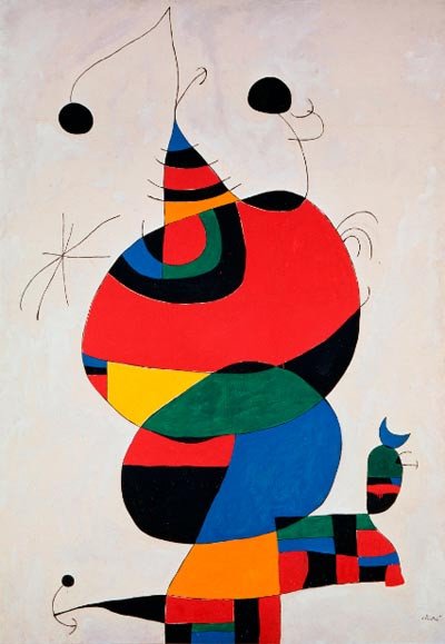 Joan Miró. Mujer, pájaro, estrella (Homenaje a Pablo Picaso), 1973. Óleo sobre lienzo. 245 x 170 cm. Museo Nacional Centro de Arte Reina Sofía