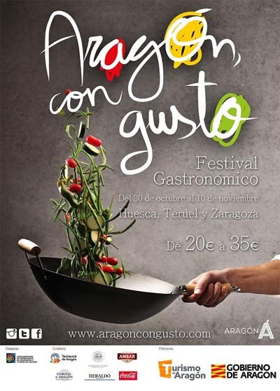 Cartel del Festival Gastronómico Aragón con gusto. Del 31 de octubre al 10 de noviembre de 2013. 