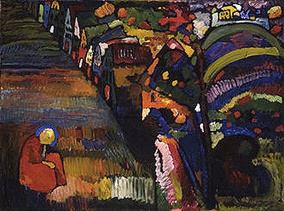  Bild mit Häusern Jaartal. Wassily Kandinsky. 1909