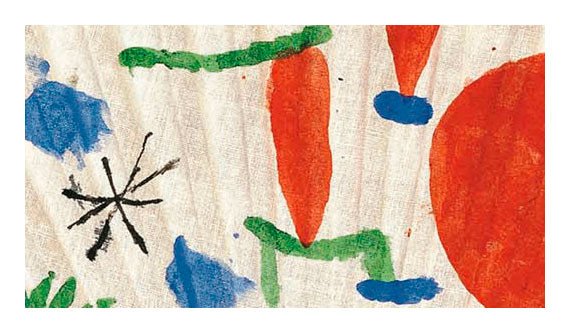 Joan Miró. Madera; gouache sobre tela sobre contrachapado y cartón