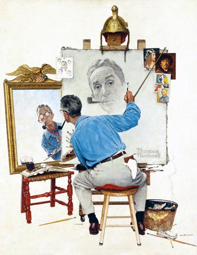 Triple Self-Portrait. 1960. Norman Rockwell.