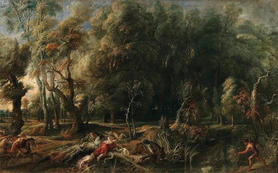 Atalanta y Meleagro cazando el jabalí de Calidonia. Pedro Pablo Rubens. 1635-36 