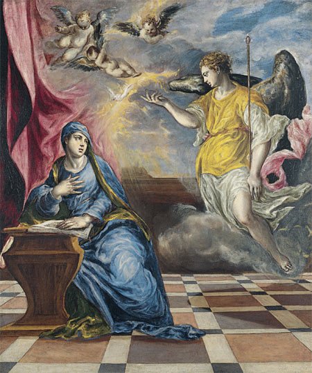  La Anunciación (detalle) c. 1576. Doménikos Theotokópoulos, El Greco.