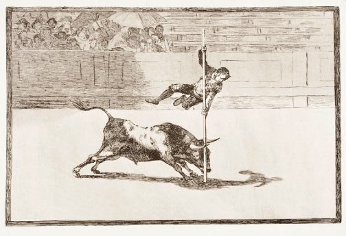 Francisco de Goya y Lucientes. La Tauromaquia: The Agility and Audacity of Juanito Apiñani in [the Ring] at Madrid, 1816