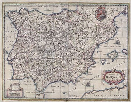 Mapa de España publicado por Blaeu en Ámsterdam a partir de 1631.