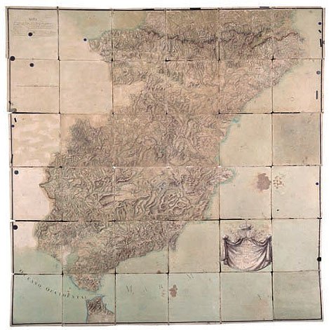 Mapa manuscrito de España, Carlos Martínez y Claudio de la Vega, 1739-1743.
