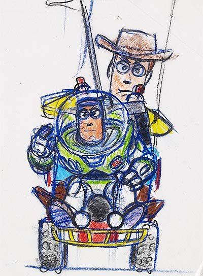 Bob Pauley. Woody y Buzz (Toy Story, 1995). 