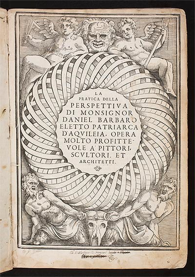 La práctica de la perspectiva Venetia, 1569 Daniele Barbaro Inventario de 1621: "Prospetiba del barbaro". Museo Nacional del Prado
