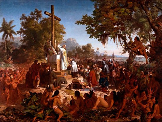 El cuadro de la primera misa en Brasil, es el más famoso de Victor Meirelles.(en el Museo Nacional de Bellas Artes, de Río). Imagen de Guiarte.com