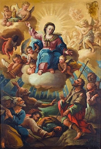 Venida de la Virgen del Pilar a Zaragoza. Jose Luzan, h 1760-1762