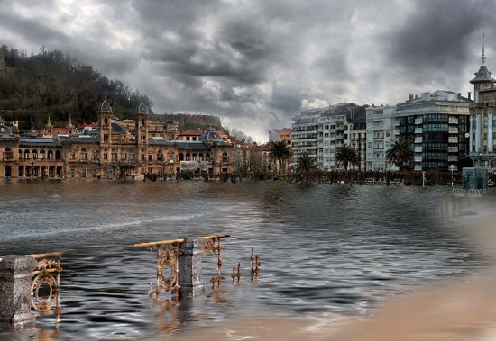 San Sebastián afectado por el cambio climático. Greenpeace/ Pedro Armestre/ Mario Gómez