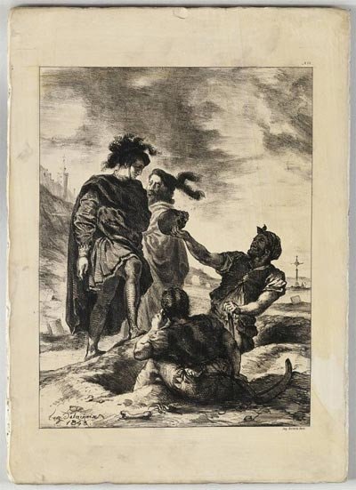 Hamlet et Horatio devant les fossoyeurs. Eugène Delacroix.