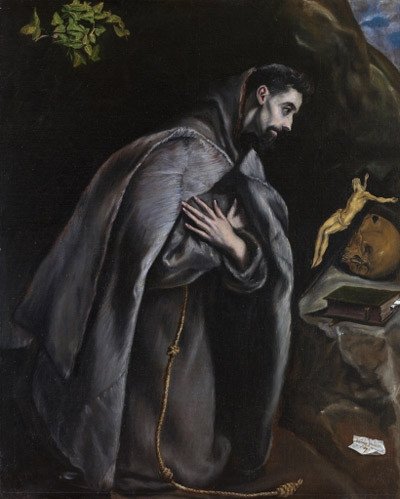 San Francisco en oración ante el Crucificado. El Greco. c. 1585