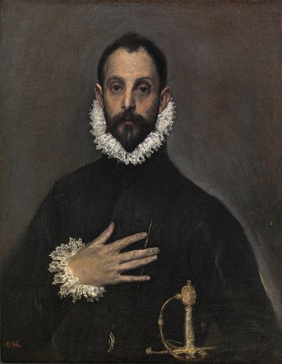 El caballero de la mano en el pecho. El Greco. Óleo sobre lienzo. h. 1580. Madrid, Museo Nacional del Prado