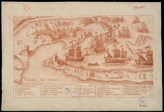 Vista de Panzacola y su Baia, 1781. BNE, MV/26