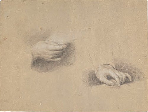Dos estudios de manos (preparatorios para el retrato del cardenal Francisco Javier Gardoqui) h.1815-1816. José de Madrazo.