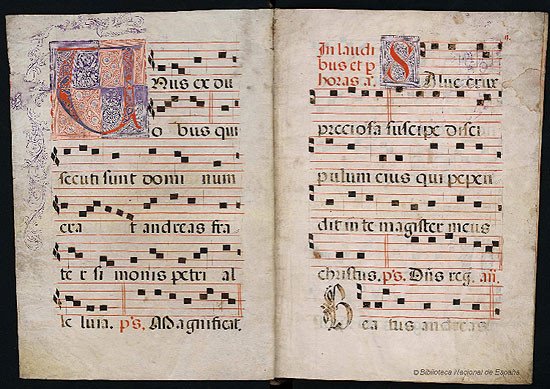 Incipiunt festiuitates sanctorum per anni circulum. Música manuscrita. Entre 1550 y 1601.