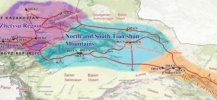 Mapa de los pasos de Tian-Shan. /UNESCO