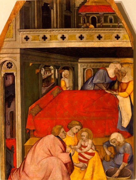 Cennino Cennini. La Natividad. 1390-1400. Siena, Pinacoteca Nazionale (en dep. temporal en Colle di Val d&#8217;Elsa, Museo Civico e Diocesano d&#8217;Arte Sacra)