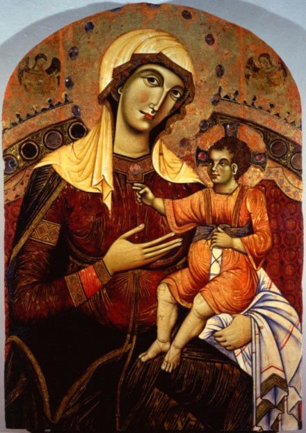 Dietisalvi di Speme. La Virgen y el niño entre dos ángeles.  1262. Siena, Pinacoteca Nazionale