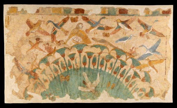 Pájaros revoloteando sobre las ciénagas, pintura sobre limo, Imperio Nuevo, dinastía XVIII (1550-1295 a. C.) © Musée du Louvre, Dist. RMN-GP / Georges Poncet