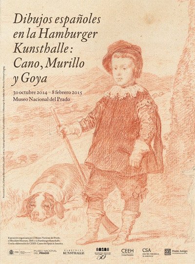 Cartel de la muestra Dibujos españoles en la Hamburger Kunsthalle: Cano, Murillo y Goya.