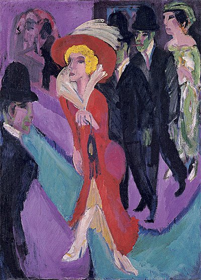 Ernst Ludwig Kirchner. Calle con buscona de rojo. 1914-1925.