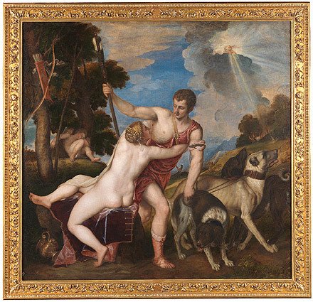 Venus y Adonis (después de la restauración) Tiziano. Museo Nacional del Prado 