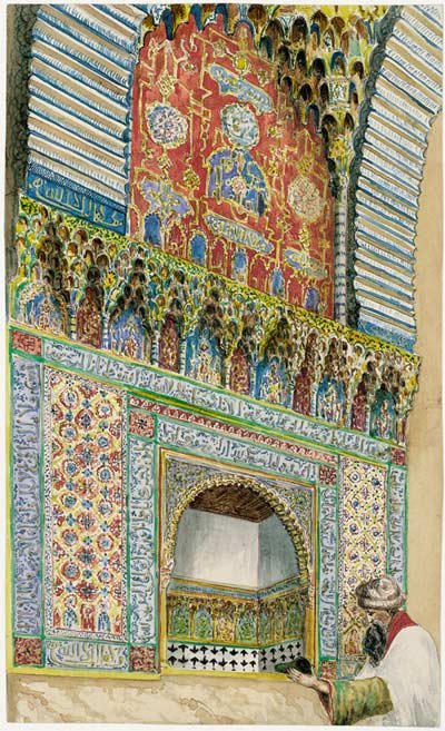 Granada. Alhambra. Nicho en la entrada del Salón de los Embajadores (Escena orientalista). Richard Ford