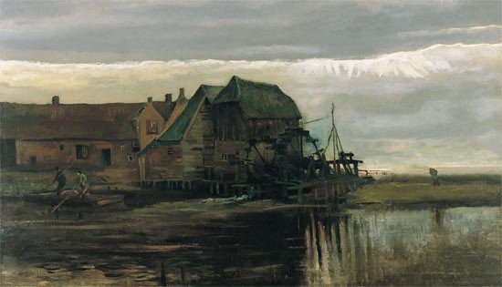Vincent van Gogh. Molino de agua en Gennep. 1884