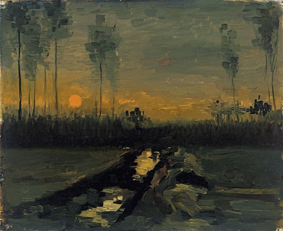 Vincent van Gogh. Paisaje al atardecer. 1885