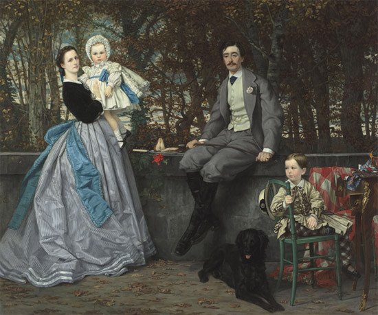 James Tissot. Retrato del marqués y de la marquesa de Miramon y de sus hijos, 1865