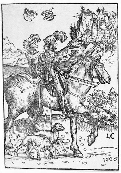 Pareja de nobles a caballo. Lucas Cranach. BNE.