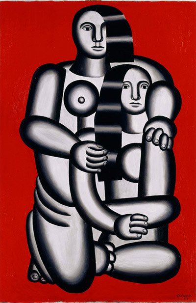Dos figuras desnudas sobre fondo rojo. Fernand Léger. Kunstmuseum Basel.