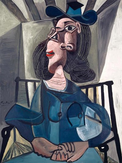 Mujer con sombrero sentada en un sillón, de Pablo Picasso. Kunstmuseum Basel.