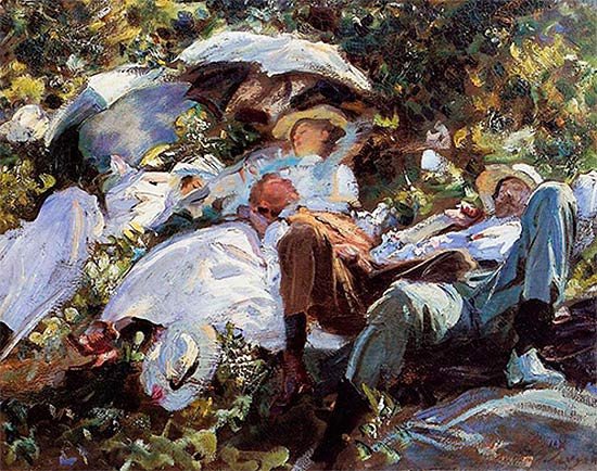 John Singer Sargent. Grupo con sombrillas (Siesta) (detalle), ca. 1905. Óleo sobre lienzo. Colección privada.